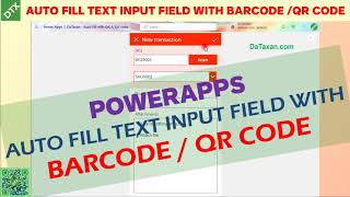 PowerApps Auto Fill Text input field with QR code scanner Barcode scanner [upl. by Kauppi]