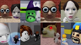 25 Head Challenging Obstacles Games Big Head Barry Police Head Family Doge Head  Roblox Head [upl. by Harragan]