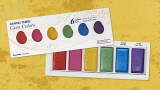 Gansai Tambi Gem Colors A New Metallic Watercolor Set from Zig Kuretake [upl. by Pish146]