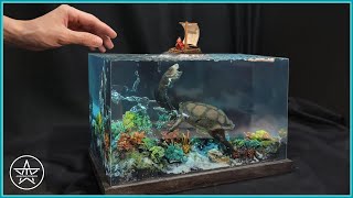 Giant Snake Necked Turtle  Loch Ness Monster Diorama of Realistic Polymer Clay Art Resin Art [upl. by Ettenauq]