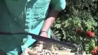 Making Tent Pegs from Sweet Chestnut using a Peg Knife or Stock Knife [upl. by Rovit]