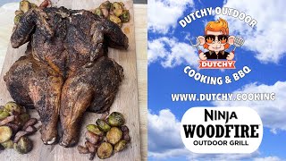 Ninja Woodfire Grill Sizzling Spatchcook Chicken Smoked To Perfection DutchyOutdoorCookingBBQ [upl. by Nicholle]