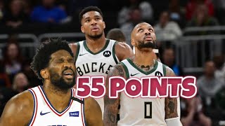 55 POINTS  DAMIAN LILLARD amp GIANNIS COOK THE 76ERS [upl. by Hanikas]