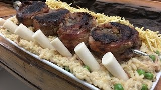 Vídeo SIMPLES de como fazer arroz piamontese e medalhão com bacon [upl. by Graig]