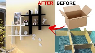 DIY wall shelf decor  Minimalist wall shelves using Cardboard  Easy Craft [upl. by Daffy519]