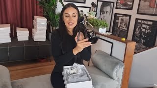 Ashley Unboxes Black Strappy 65 Inch High Heel Shoes With Quick Fasten Buckle [upl. by Wons]