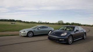 2010 Aston Martin Rapide vs 2010 Porsche Panamera Turbo  Comparison Tests  CAR and DRIVER [upl. by Olnek]