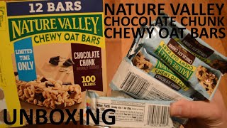 Unboxing Nature Valley Chocolate Chunk 100 Calories Chewy Oat Bars 12 Bar Box [upl. by Tchao]