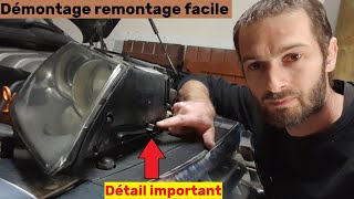 Démontage et remontage phare touareg phase 1 pour changement de lampoule r5 TDI v6 v8 v10 w12 [upl. by Sihonn]