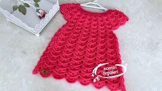 Beautiful Baby Dress crochet pattern  Prenses Elbisesi  Tığ işi Kolay ve Güzel Elbise  6 Ay için [upl. by Methuselah]