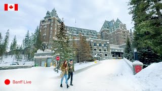 🔴 Banff LIVE  Winter Walk from Banff town to Banff Springs Fairmont hotel  January 22 2024 [upl. by Chyou]