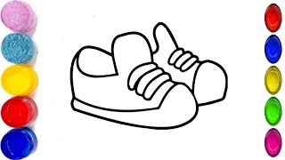 Shoes drawing shoes l painting colouring for kids Toddlers l easy shoes drawing shoes [upl. by Kcirtapnhoj]