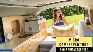 MICROCAMPERVAN TOUR with 3 Clever Seating Options  RAM PROMASTER CITY Tiny Home Conversion [upl. by Arraeit]