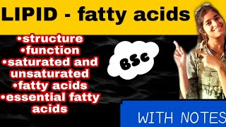 fatty acids biochemistry  defination structure function essential fatty acids properties  bsc [upl. by Ortiz656]