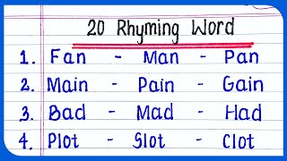 20 Rhyming Words in English  Rhyming words 20 in English  Rhyming words [upl. by Modla]