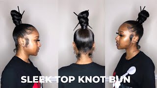 HOW TO TOP KNOT BUN USING BRAIDING HAIR [upl. by Tekcirk201]