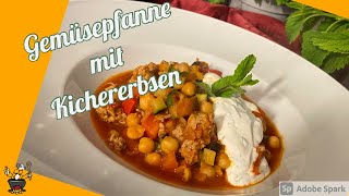 Schnelle Kichererbsen Pfanne Low Carb mit viel Gemüse [upl. by Nyllewell280]