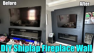 DIY Shiplap Fireplace Wall [upl. by Airotna]