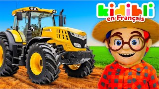 Les enfants vont à la ferme avec des tracteurs  Les enfants font semblant de jouer  ⛑ Kidibli [upl. by Gilberto]