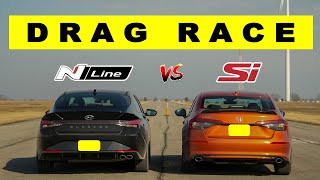 2022 Honda Civic Si vs Hyundai Elantra Nline close but not close Drag and Roll Race [upl. by Grote]