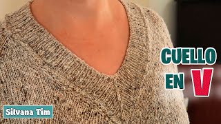 Tutorial como tejer ESCOTE en V o CUELLO en V Tejido a dos agujas Silvana Tim tejidos [upl. by Harikahs]