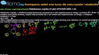 Zadania z fizyki  frm100  Naładowana cząstka 9 pkt STYCZEŃ 2005  A2  Matura z fizyki [upl. by Ardnohsed]