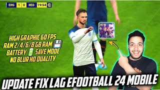 HOW TO FIX LAG IN eFootball 2024 MOBILE  CONFIG NO BLUR  NEW UPDATE [upl. by Marcellus643]