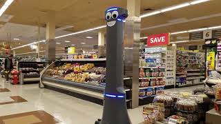 Marty the Robot working at Stop and Shop Supermarket Flushing NY [upl. by Sue]