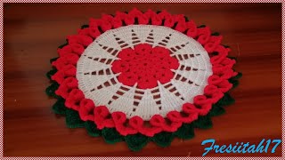 Tapete Navideño tejido a crochet paso a paso diámetro aproximado 28cm [upl. by Wassyngton608]