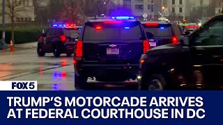 Trump’s motorcade arrives at DC federal courthouse [upl. by Ahsekyt]