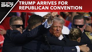 Donald Trump Latest News  Trump Arrives for Republican Convention Day After Assassination Attempt [upl. by Christalle]