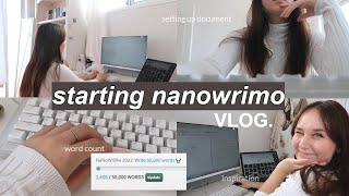 nanowrimo day one vlog setting up my doc pinterest brainstorming write with me ₊˚🎧 nano tips [upl. by Eleonora]