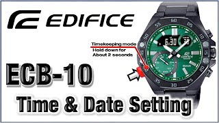 ECB10 EDIFICE Module 5618 How to Set Time Date Home City DTS 1224H Key Tone Light Setting ✌ [upl. by Adnauqaj31]