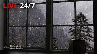 🔴Rain Sound On Window with Thunder SoundsㅣHeavy Rain for Sleep Study and Relaxation Meditation [upl. by Rissa550]