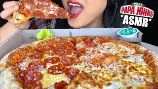 ASMR EATING CHEESY PEPPERONI PIZZA Eating Sounds  Papa John Pizza  No Talking ASMR Phan [upl. by Jamison]