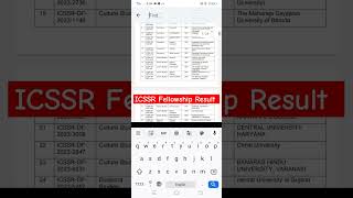 ICSSR doctoral fellowship ICSSR fellowship result out ICSSR list 2023 fellowship phd shorts [upl. by Liggett]