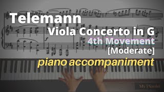 Telemann  Viola Concerto in G 4th Mov Piano Accompaniment Moderate [upl. by Nabroc]