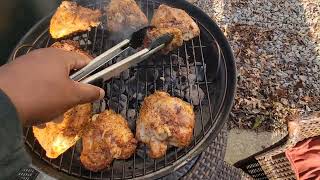 How to Grill Awesome Chicken Thighs on a Weber Kettle BBQ Chicken on a Weber Jumbo Joe [upl. by Enicul]