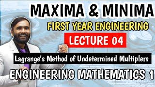 Maxima and Minimaof function of three variablesLecture3Lagranges Method of UndeterminedMultiplie [upl. by Dnanidref]