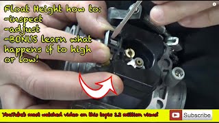 04 How to inspect and adjust float level on a carburetor BONUS RICH LEAN Fuel Settings explained [upl. by Notluf]