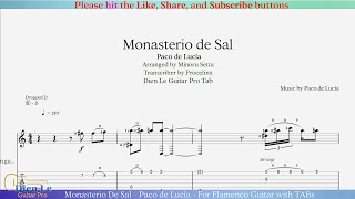 Monasterio De Sal  Paco de Lucía  For Flamenco Guitar with TABs [upl. by Nairrot959]