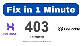Fix in 1 Minute Hostinger 403 Forbidden Access To This Resource On The Server is Denied [upl. by Eniamrahs]