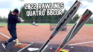 Hitting with the 2022 Rawlings Quatro PRO amp Quatro MAX  BBCOR Baseball Bat Review [upl. by Eirahcaz]