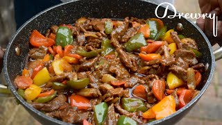 RECETTE DU BOEUF SAUTÉ AUX POIVRONS  POUR RIZ BLANC [upl. by Ahsetra]