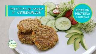 TORTITAS DE AVENA Y VERDURAS  FÁCILES Y BARATAS  Comer Vegano [upl. by Eidnar]