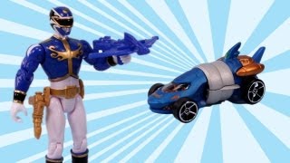 Power Rangers Megaforce Blue Ranger Action Figure and Hot Wheels Zord [upl. by Adnilev]