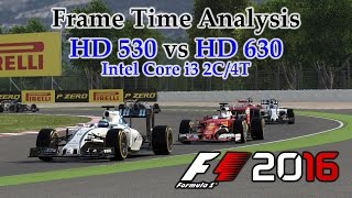 Intel i3 Integrated Graphics  HD 530 vs HD 630  F1 2016 BENCHMARK  SPANISH GP [upl. by Zebe]