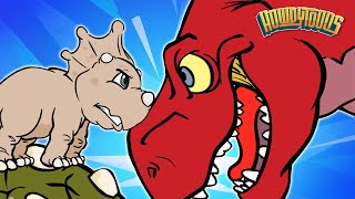 Batalhas de dinossauros  Não me coma  Canções de Dinossauros do Dinostory de Howdytoons S1E8 [upl. by Iharas126]