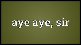 Aye aye sir Meaning [upl. by Aneej]