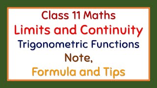 Class 11 Maths NEB  Limits and Continuity  Limits of Trigonometric Functions Note and Formulae [upl. by Harley387]